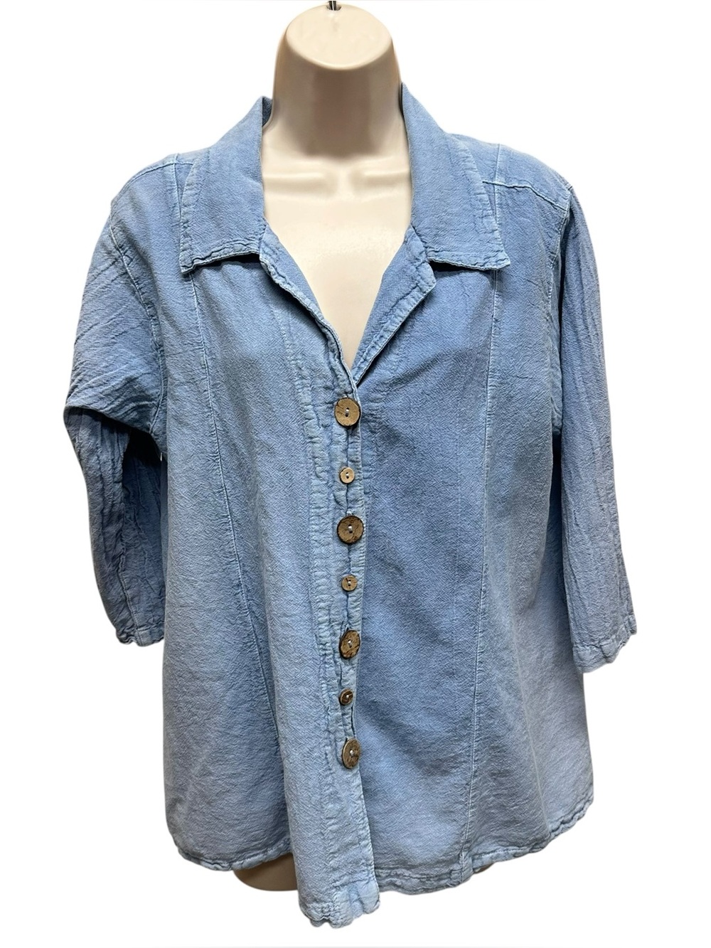 Sea Breeze women’s blue chambray cotton top coastal boho size large vacation